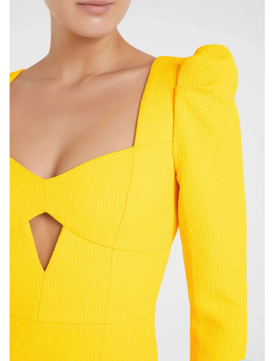 Rebecca Vallance Jaclyn Long Sleeve Mini Dress Yellow Size 12 for rent on The Volte - main image
