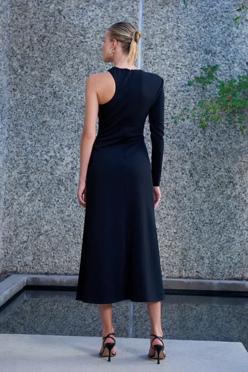 Misha Clarence Stretch Twill Midi Dress Black Size 10 for rent on The Volte - main image