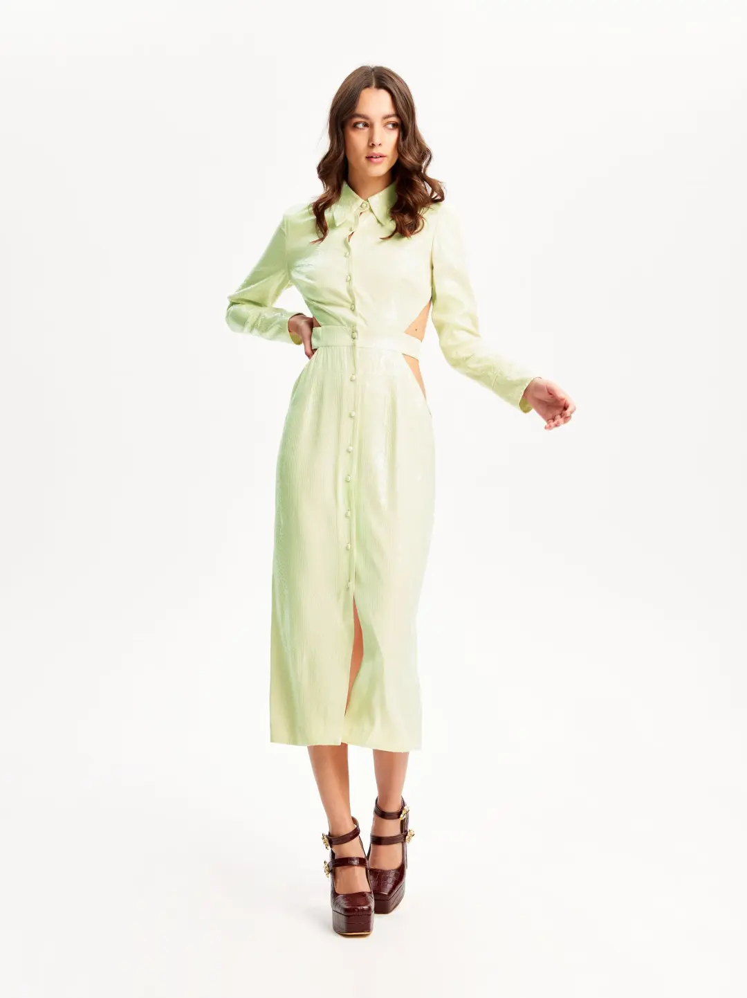 Alice McCall Lime Cream Night Sky Trench Green Size 8 for rent on The Volte - main image
