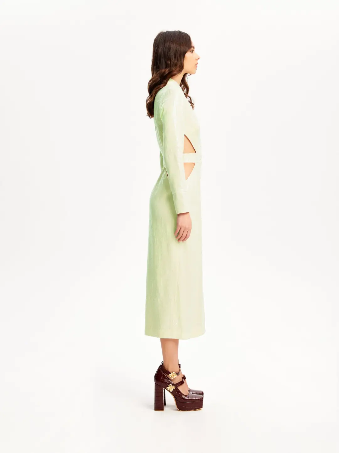 Alice McCall Lime Cream Night Sky Trench Green Size 8 for rent on The Volte - main image
