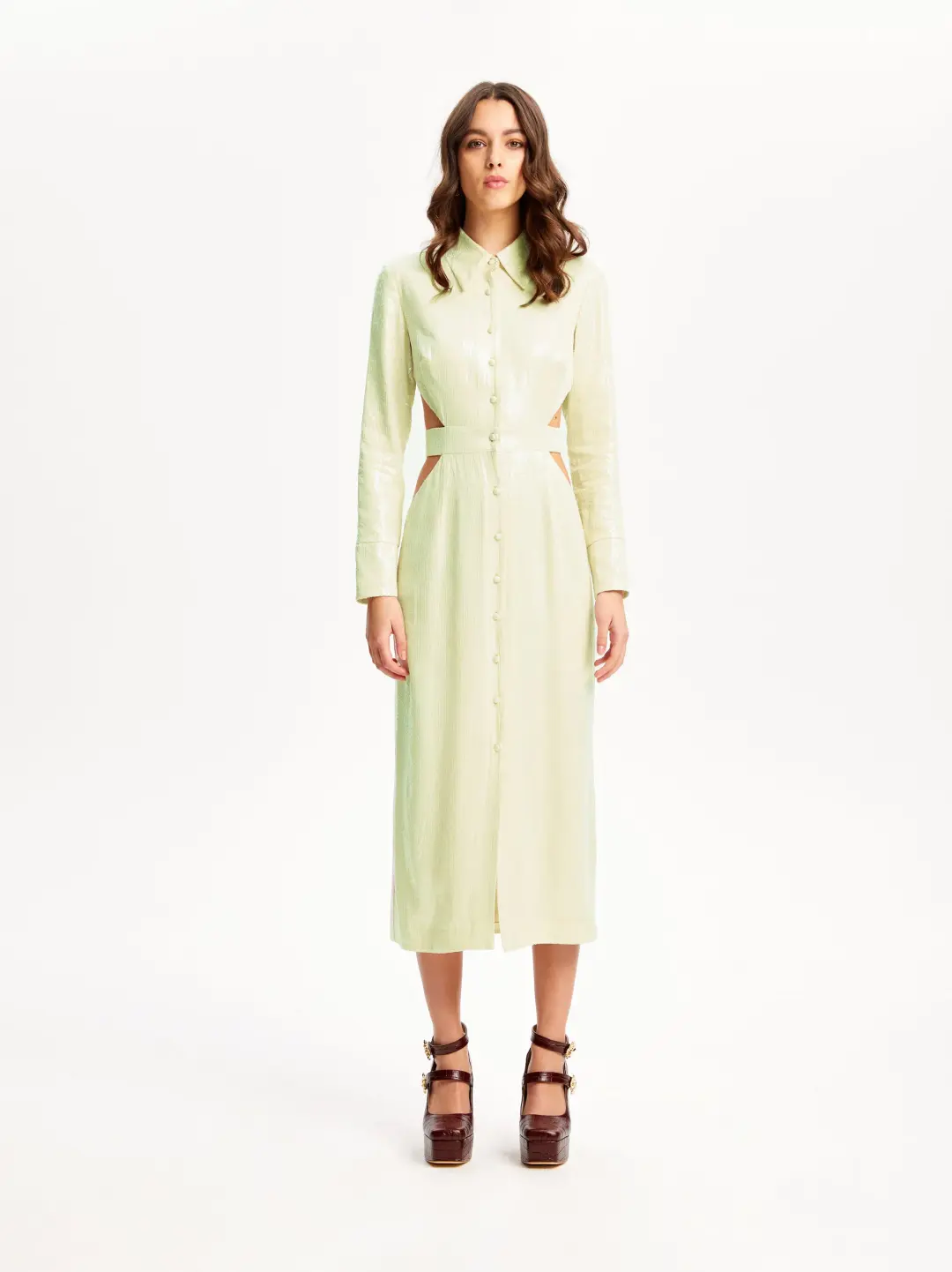 Alice McCall Lime Cream Night Sky Trench Green Size 8 for rent on The Volte - main image