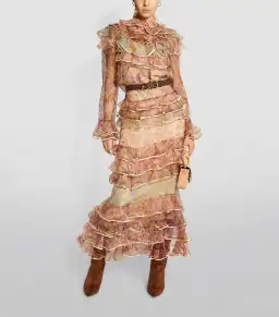 Zimmermann Lucky Tiered Blouse & Skirt Set Spliced Jacobean Size 0 / AU 8 for rent on The Volte - image 1