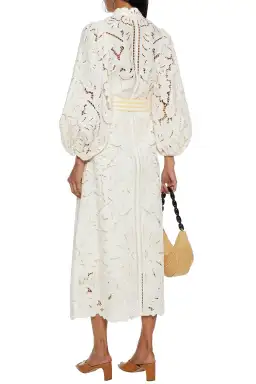 Zimmermann Empire Belted Broderie Anglaise Linen Midi Dress Ivory Size 0 / AU 8 for rent on The Volte - image 2
