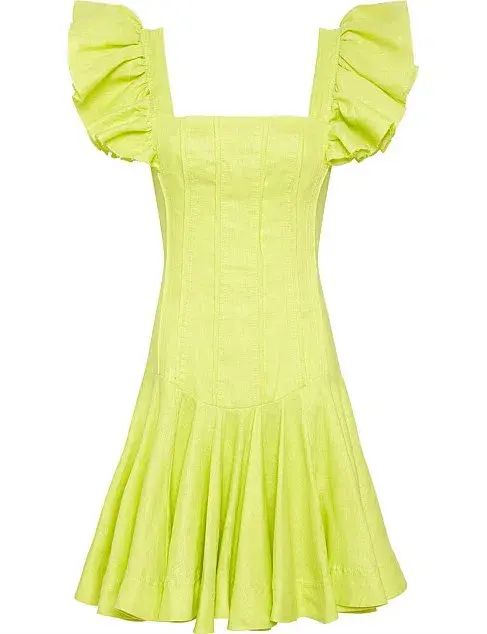 Aje Breathless Frill Sleeve Mini Dress Green Size 6 - Image 4