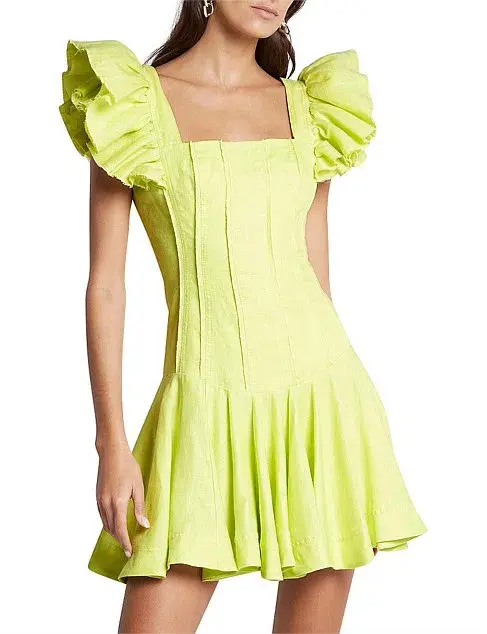 Aje Breathless Frill Sleeve Mini Dress Green Size 6 - Image 1