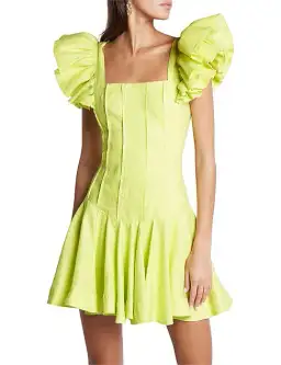 Aje Breathless Frill Sleeve Mini Dress Green Size 6 for rent on The Volte - image 2