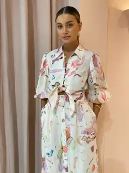 Alemais Annie Shirt Dress in Rose Print Size 14 for rent on The Volte - image 3