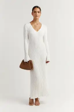 DISSH Reign Sleeve Knit Midi Dress White Size S