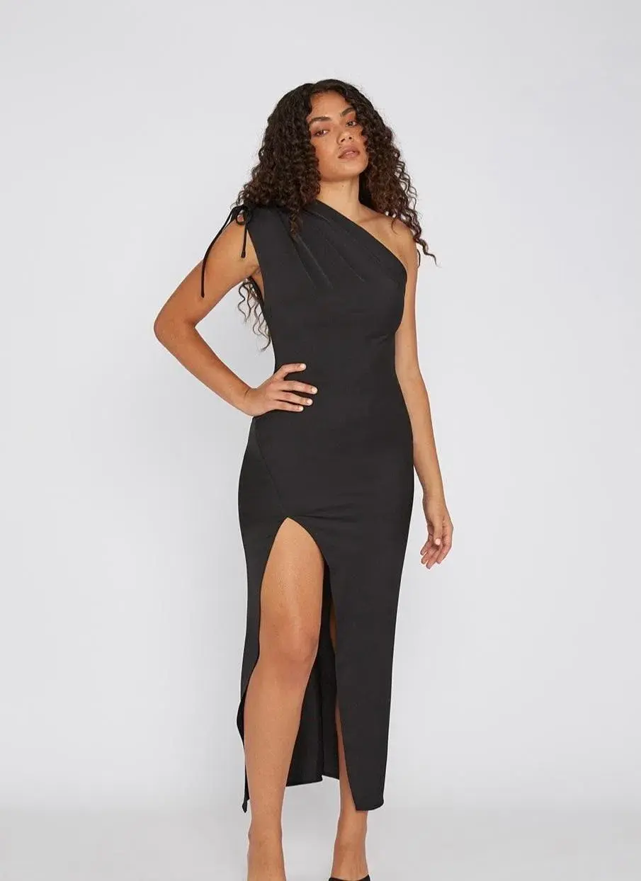 By Johnny One Shoulder Jasmine Dress Black Size 12 for rent on The Volte - main image
