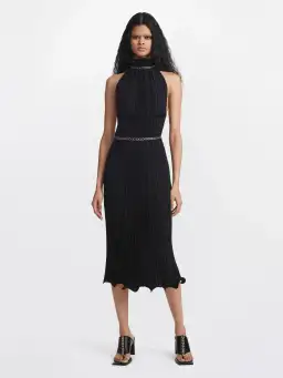 Dion Lee Chain Pleat Halter Dress Black Size 6