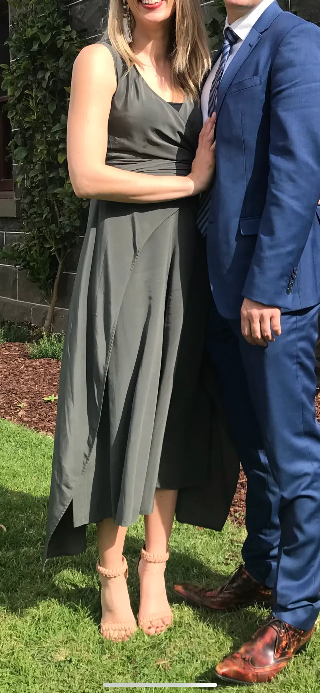 Scanlan Theodore Silk Wrap Jumpsuit Khaki Green Size 8 for rent on The Volte - main image