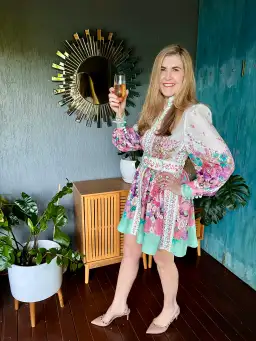 Zimmermann Jude Buttoned Mini Dress in Aqua Gradient Floral Print Size 2/ AU 12 for rent on The Volte - image 3