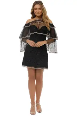 Thurley Moondance Mini Dress Black Gold Size 8