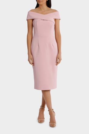 Wayne Cooper Cross Front Dress Rose Pink Size 16 for rent on The Volte - main image