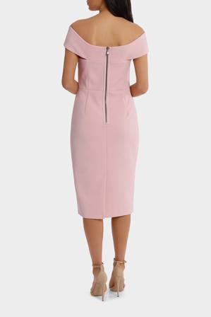 Wayne Cooper Cross Front Dress Rose Pink Size 16 for rent on The Volte - main image