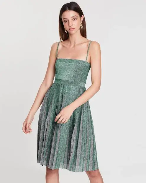 MISHA Janelle Midi Dress Green Metallic Glitter Size 6/XS - Image 2
