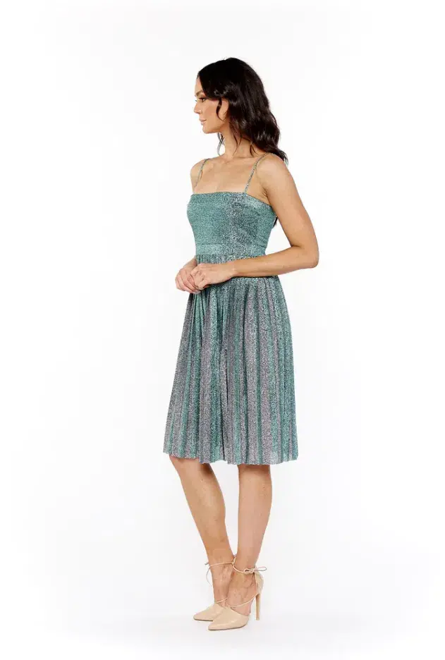 MISHA Janelle Midi Dress Green Metallic Glitter Size 6/XS - Image 5