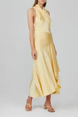 Acler Hillcrest Midi Dress Yellow Size 10 for rent on The Volte - image 1