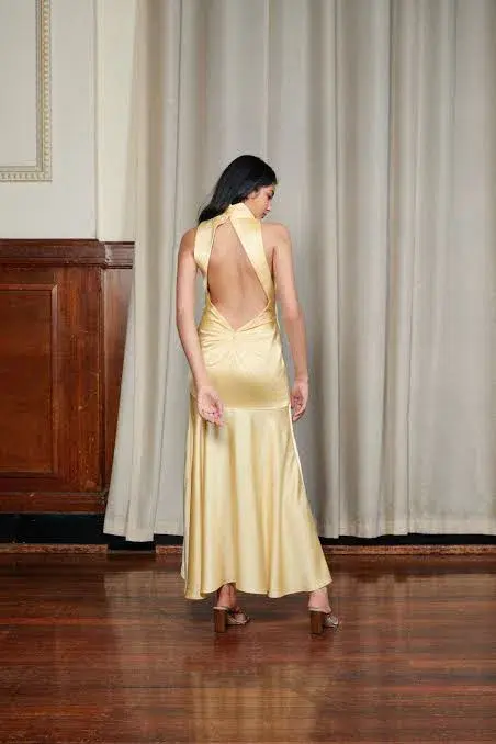 Acler Hillcrest Midi Dress Yellow Size 10 for rent on The Volte - main image