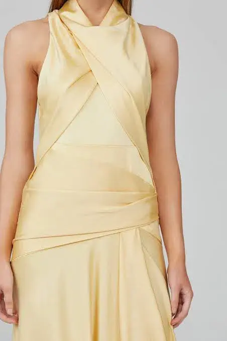 Acler Hillcrest Midi Dress Yellow Size 10 for rent on The Volte - main image