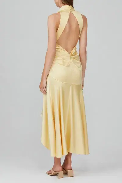 Acler Hillcrest Midi Dress Yellow Size 10 for rent on The Volte - main image
