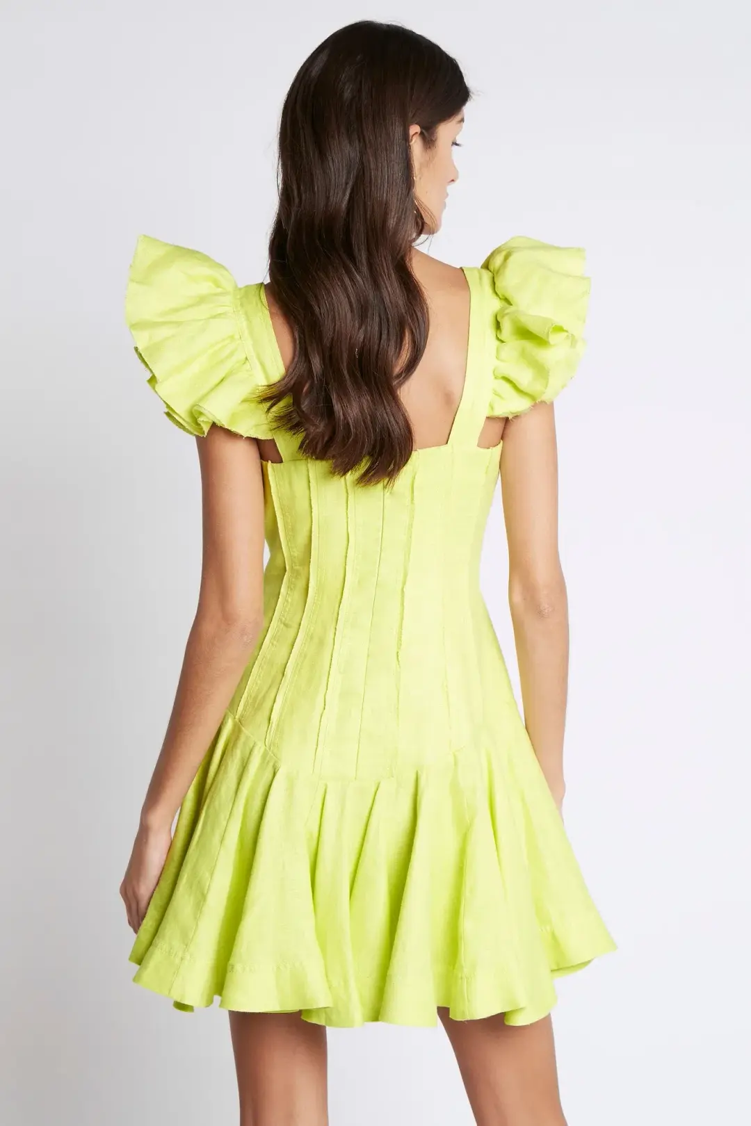 Aje Breathless Frill Sleeve Mini Dress Green Size 10 for rent on The Volte - main image