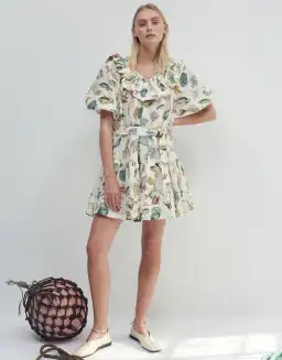 Alemais Wanda Frill Mini Dress Print Size 12 for rent on The Volte - image 1