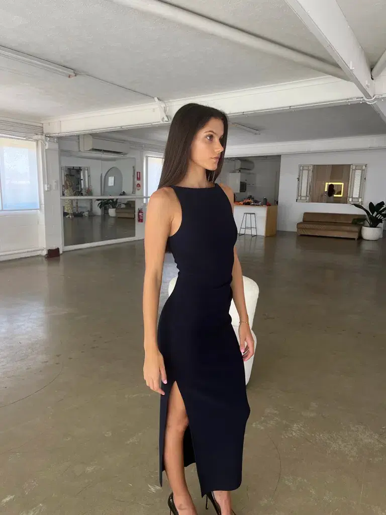 Bec & Bridge Be Mine Tuck Dress Navy Size 6 for rent on The Volte - main image