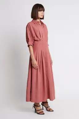 Aje Nova Shirt Midi Dress Dusty Rose Size 8 for rent on The Volte - image 3