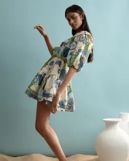 Alemais Farrah Ruffle Mini Dress Print Size 14