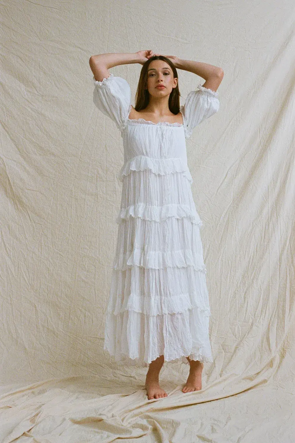 Rooh Collective Esha II Maxi Dress White Size L/AU 10 for rent on The Volte - main image