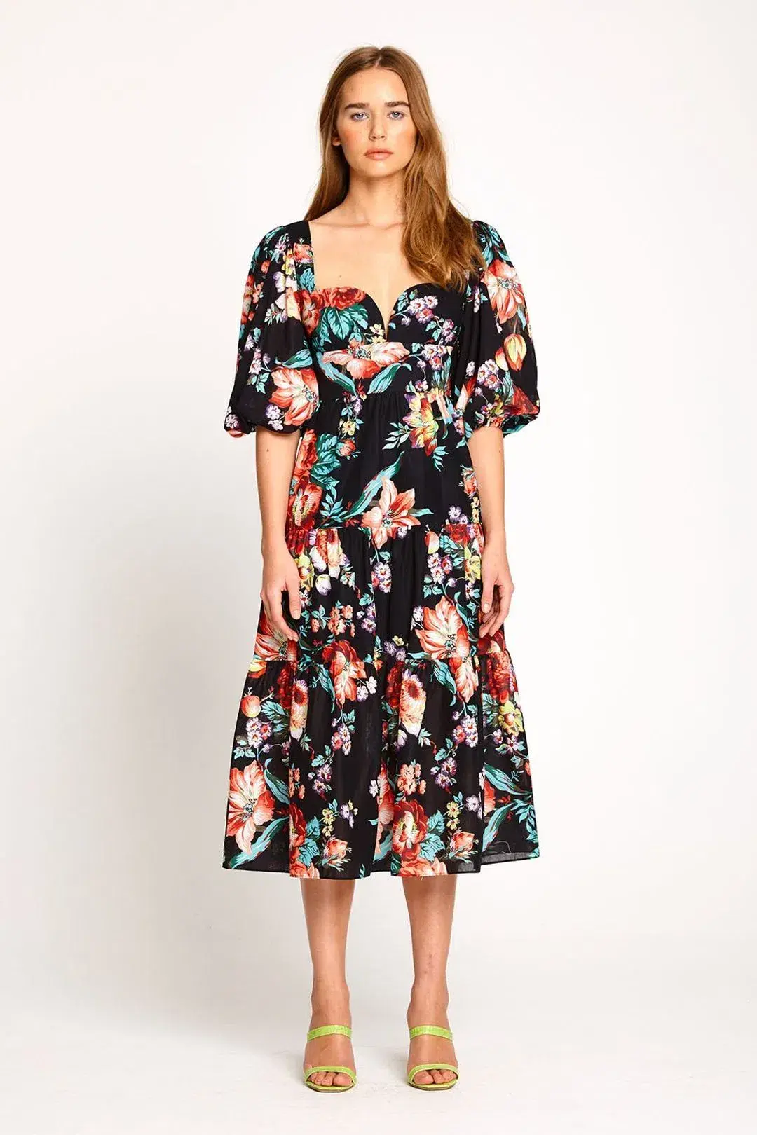 Alice McCall Baby Dee Midi Dress Black Print Size 12 for rent on The Volte - main image