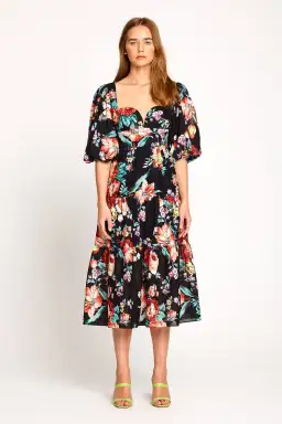 Alice McCall Baby Dee Midi Dress Black Print Size 12 for rent on The Volte - image 1