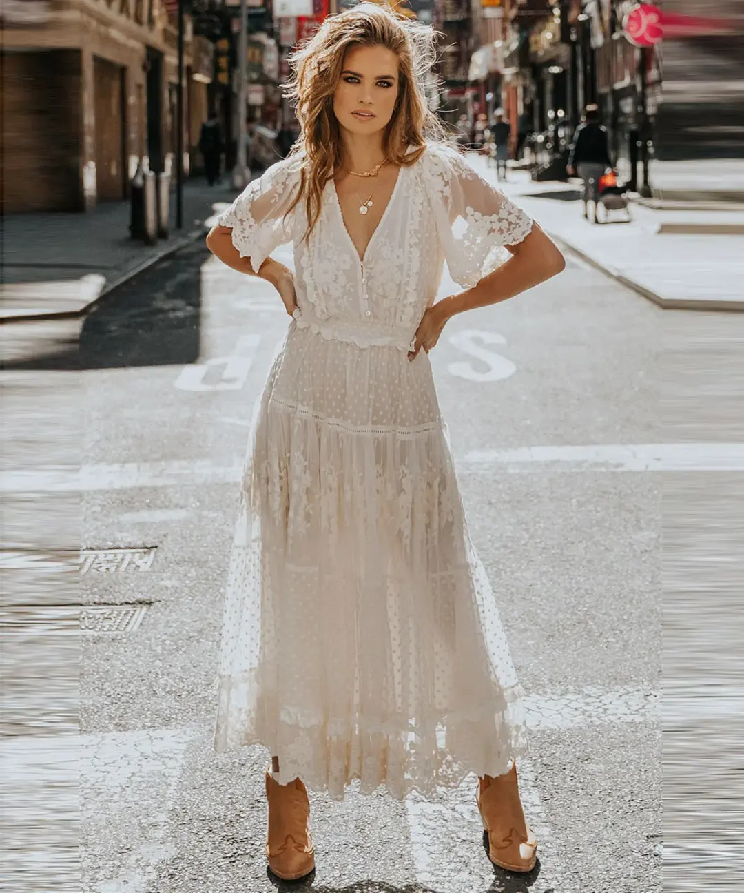 Spell & the Gypsy Dawn Lace Gown Cream Size XXL for rent on The Volte - main image