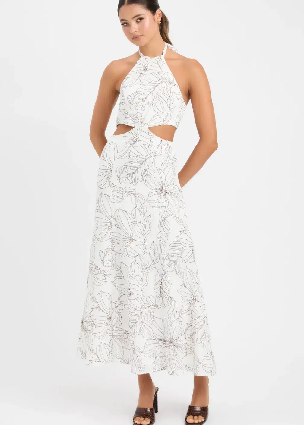 Kookai Lyra Cut Out Midi Dress Print Size 12 - Image 1