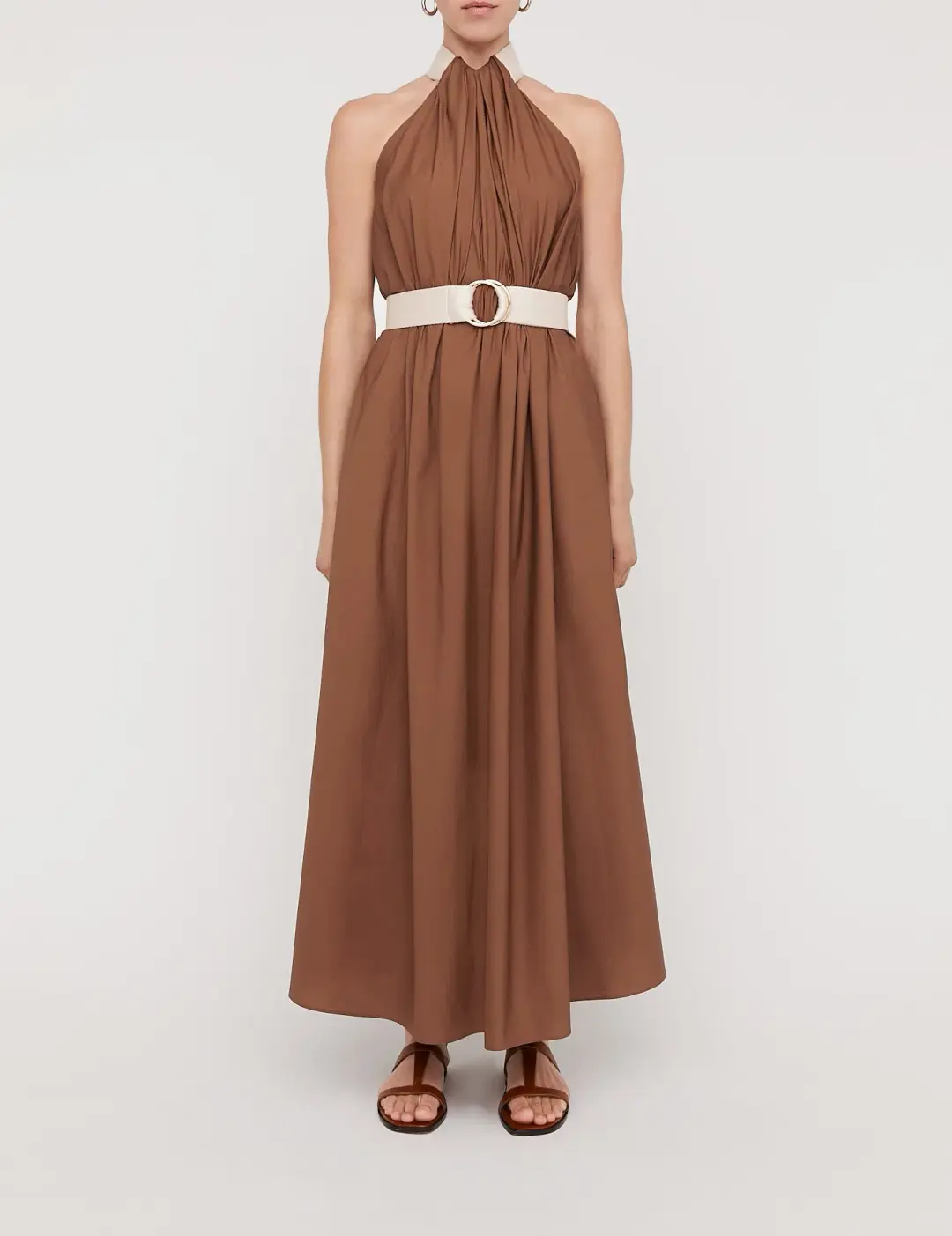 Scanlan Theodore Cotton Strapping Dress With Belt Brown Size 6 for rent on The Volte - main image