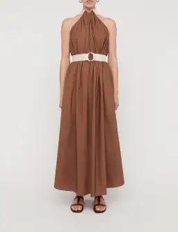 Scanlan Theodore Cotton Strapping Dress With Belt Brown Size 6 for rent on The Volte - image 1