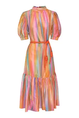 Alemais Rainbow Midi Dress Print Size 14