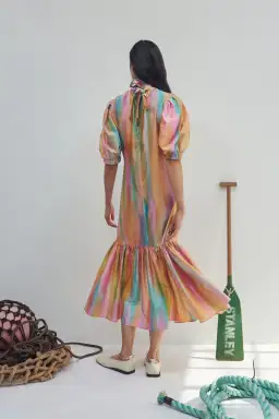 Alemais Rainbow Midi Dress Print Size 14