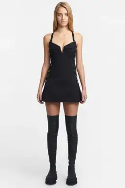 Dion Lee Accordion Pleat Mini Dress Black Size 6 for rent on The Volte - image 1
