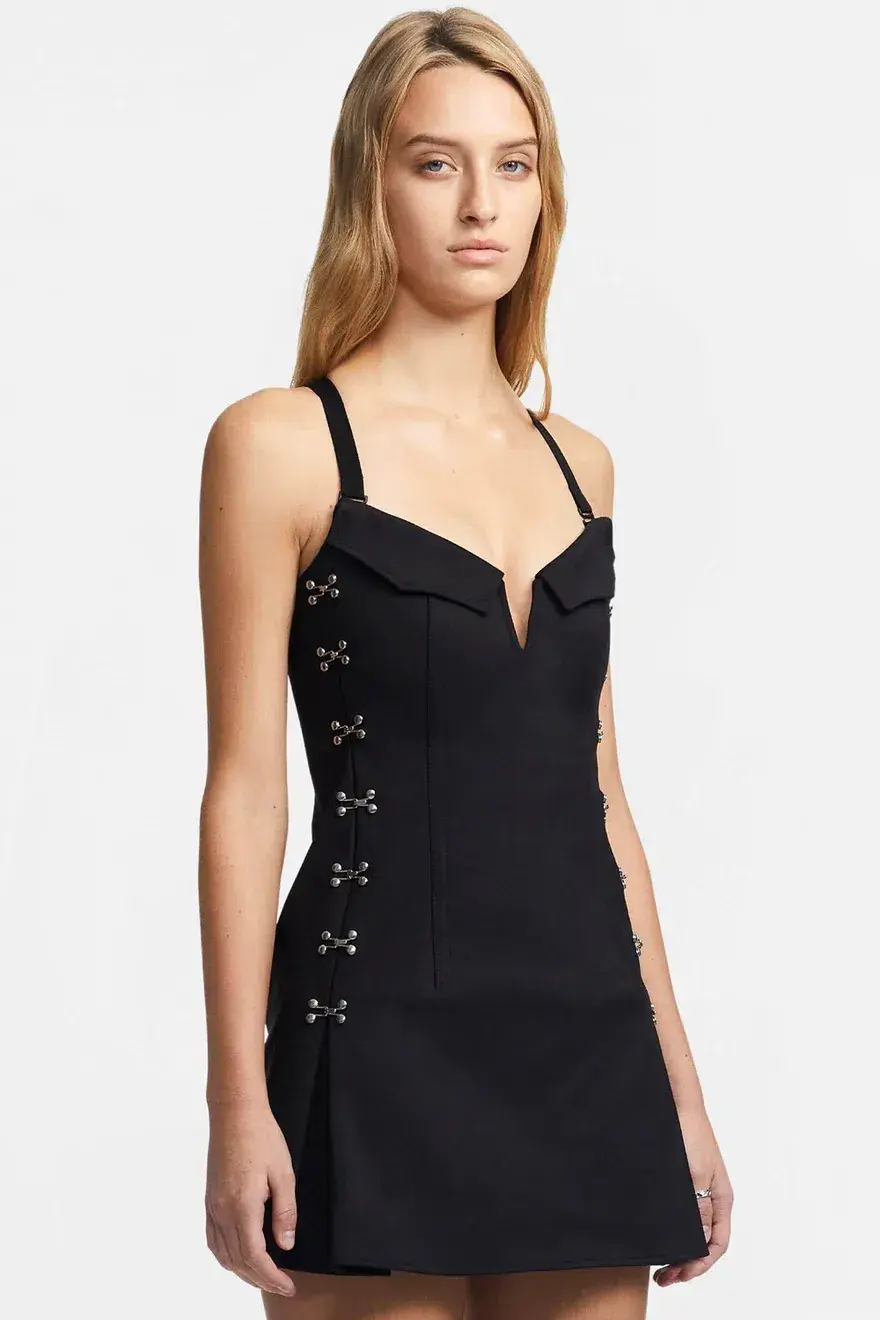 Dion Lee Accordion Pleat Mini Dress Black Size 6 for rent on The Volte - main image