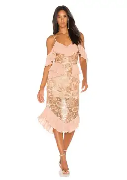 Alice McCall We Could Be Friends Midi Dress Rose Gold Size 6