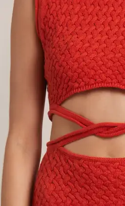 Bec & Bridge Effie Knit Cut Out Maxi Dress Red Size 14 for rent on The Volte - image 2