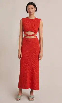Bec & Bridge Effie Knit Cut Out Maxi Dress Red Size 14 for rent on The Volte - image 1