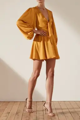 Shona Joy Oro Tie Front Mini Dress Orange Size 8 for rent on The Volte - image 1