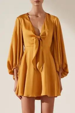 Shona Joy Oro Tie Front Mini Dress Orange Size 8 for rent on The Volte - image 2