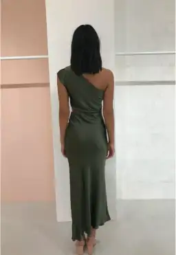 Bec & Bridge Delphine Asymmetric Midi Dress Green Size 6 for rent on The Volte - image 4