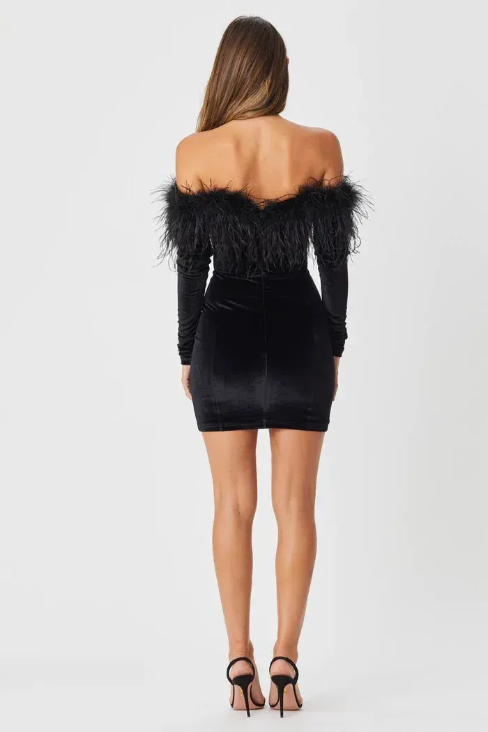 Bianca & Bridgette Fluffy Katie Dress Black Size 8 for rent on The Volte - main image