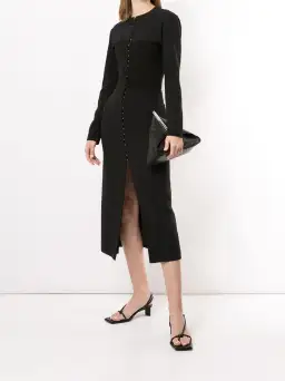 Dion Lee Front-Slit Midi Silk Dress Black Size 8