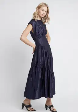 Aje Serendipity Reflection Midi Dress Washed Indigo Size 10